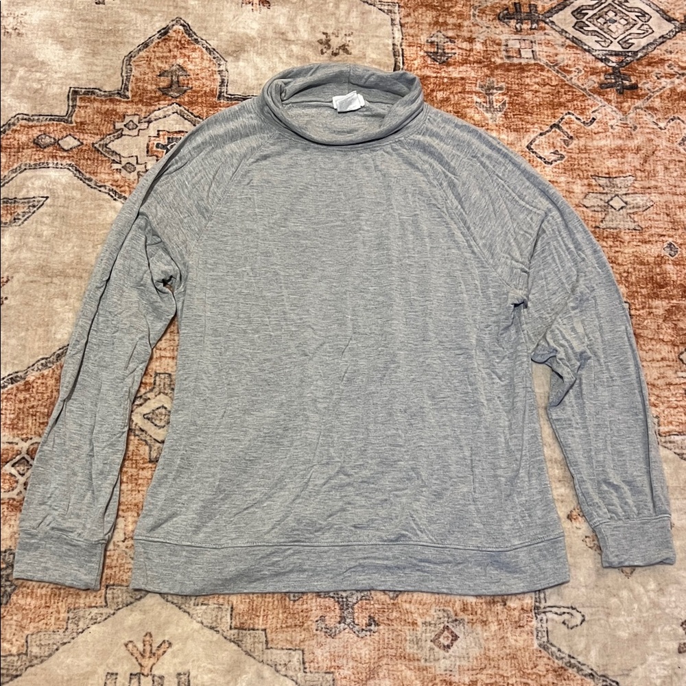 Gray Softies Turtleneck Long Sleeve Top